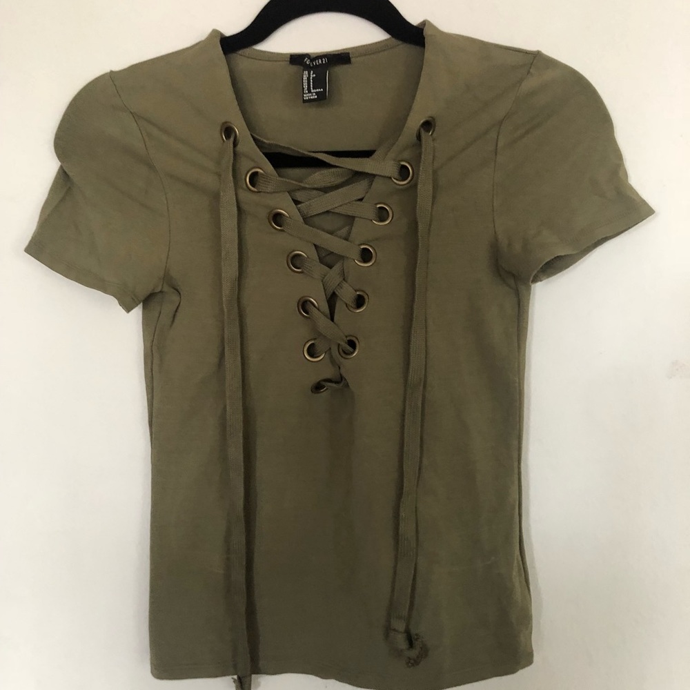 Crisscross olive green top